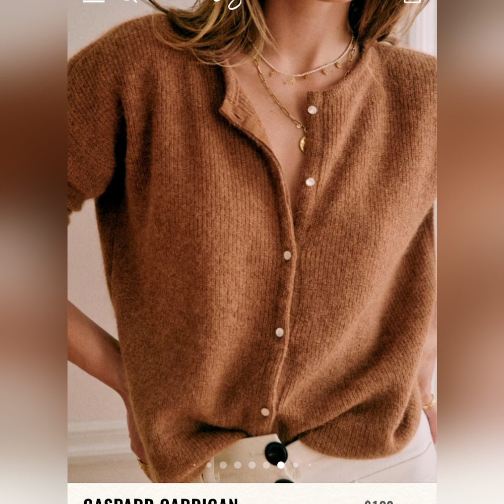 Sezane Gaspard Cardigan In Camel
